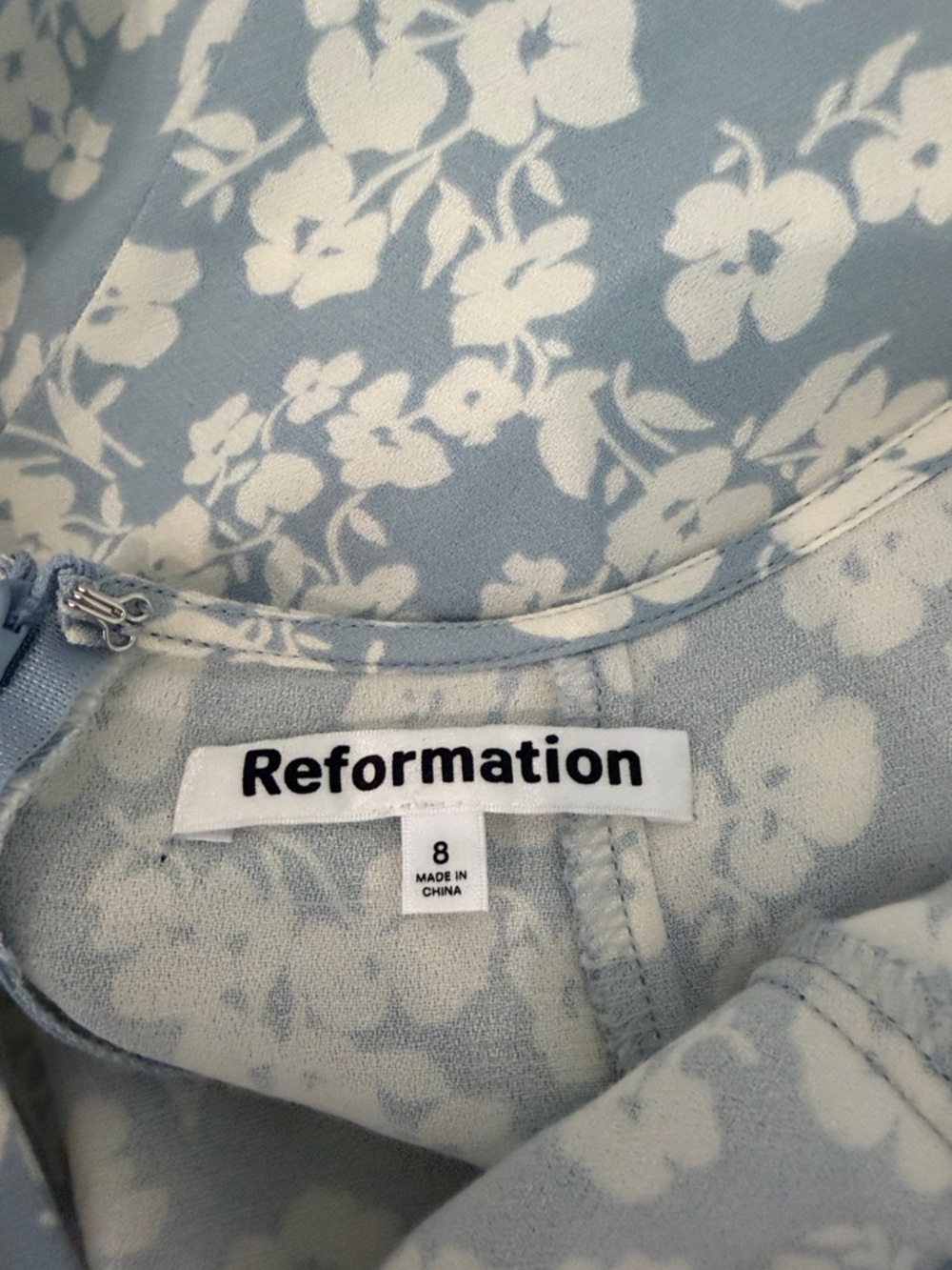 Reformation Women's Light Blue Floral Slip Skirt - Picture 8 of 12